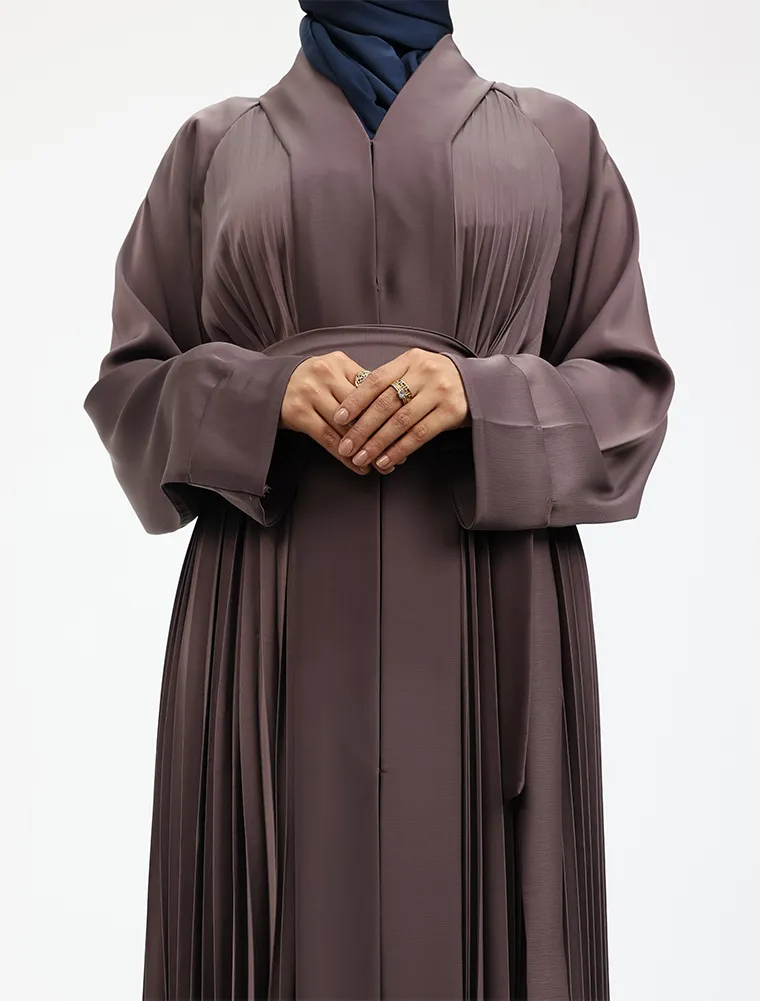 Mauve Pleated Silhouette Abaya
